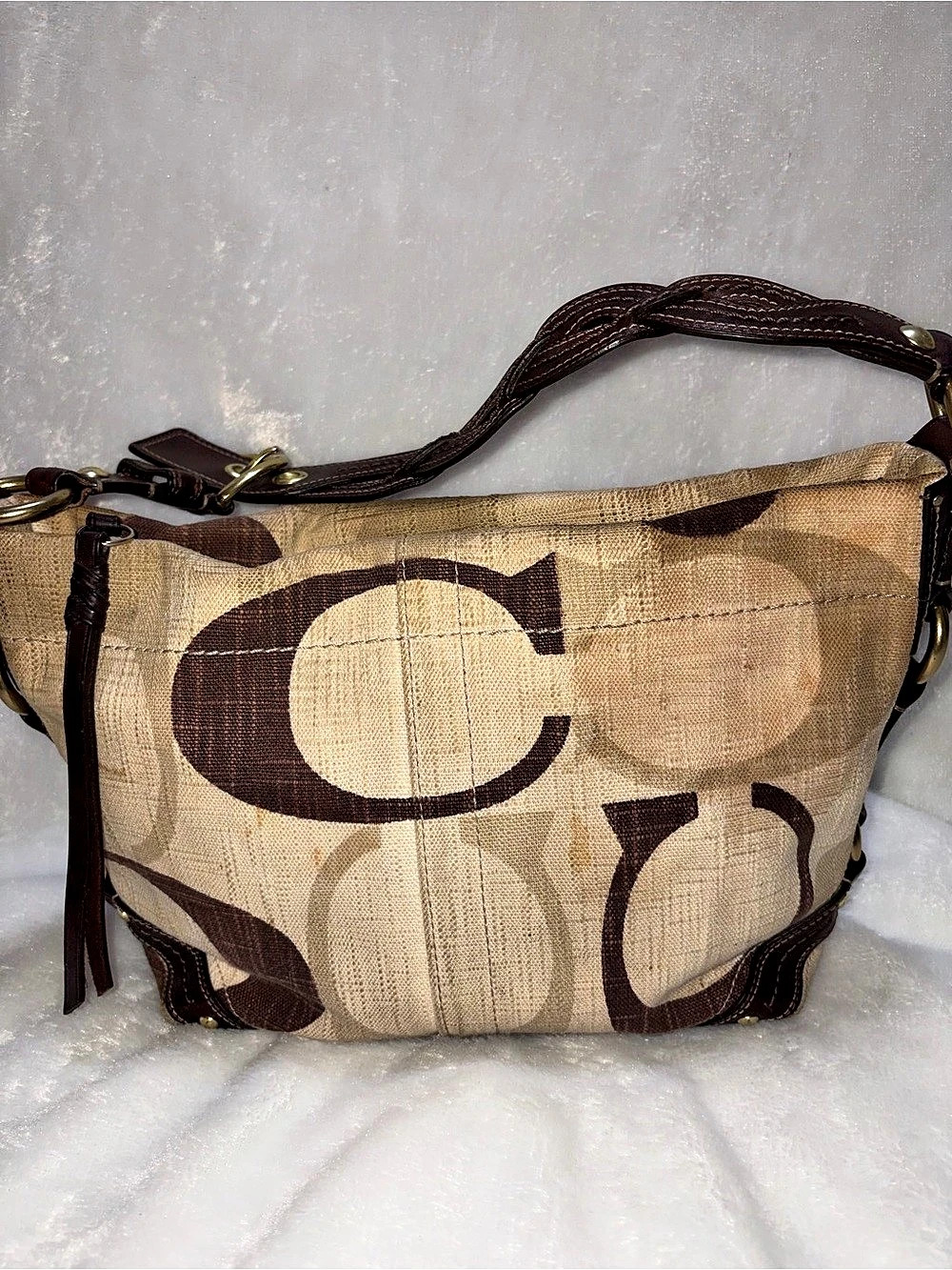 Vintage Coach Carly Hobo Bag 12197 Brown Signature Monogram